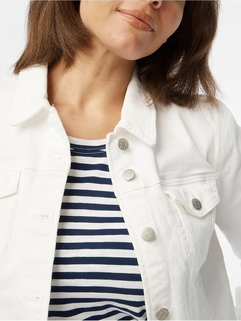 J.Crew White Denim Jacket Women’s XL Like New Classic Button Front